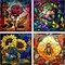 4 Pack Diamond Art Painting Kits for Adults, Stained Glass Full Drill Diamond Dots Paintings for Beginners, Round 5D Paint with Diamonds Pictures Gem Art Painting Kits DIY Crafts Kits 14x14inch